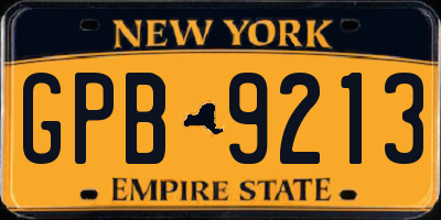 NY license plate GPB9213