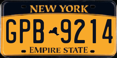 NY license plate GPB9214