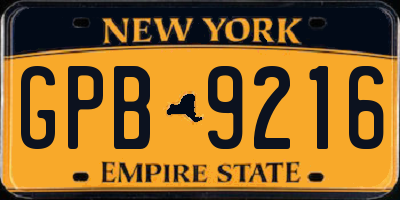 NY license plate GPB9216