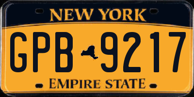 NY license plate GPB9217