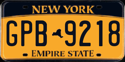 NY license plate GPB9218