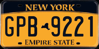 NY license plate GPB9221