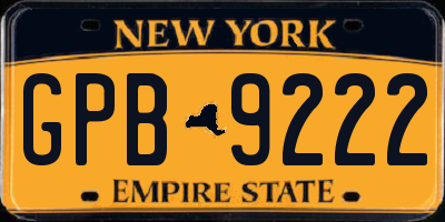 NY license plate GPB9222
