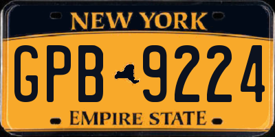 NY license plate GPB9224