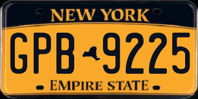 NY license plate GPB9225