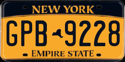 NY license plate GPB9228