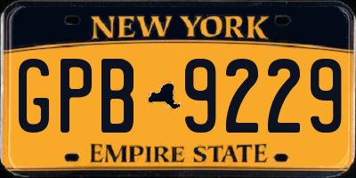 NY license plate GPB9229