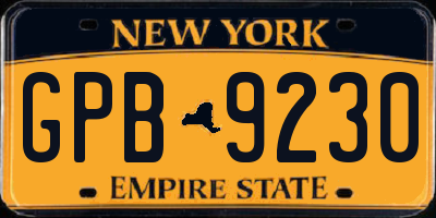 NY license plate GPB9230