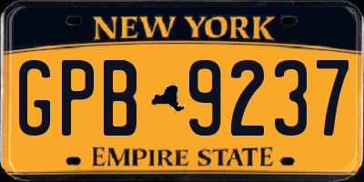 NY license plate GPB9237