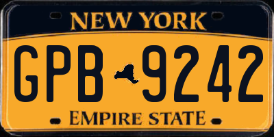 NY license plate GPB9242