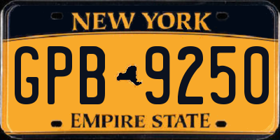 NY license plate GPB9250