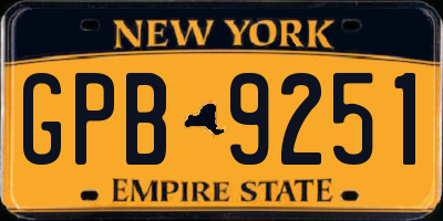 NY license plate GPB9251