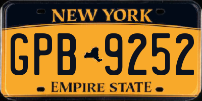 NY license plate GPB9252