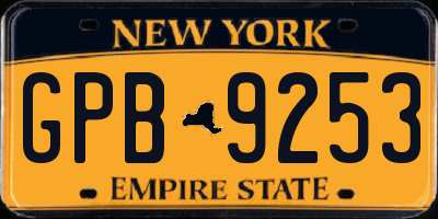 NY license plate GPB9253