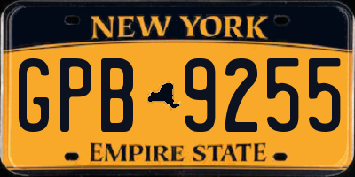 NY license plate GPB9255
