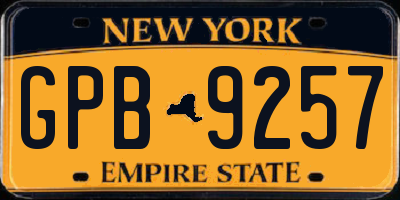 NY license plate GPB9257