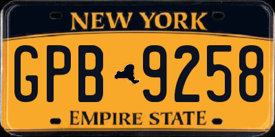 NY license plate GPB9258