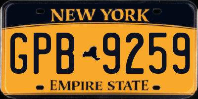 NY license plate GPB9259