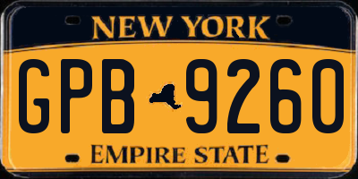 NY license plate GPB9260