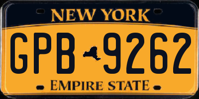 NY license plate GPB9262