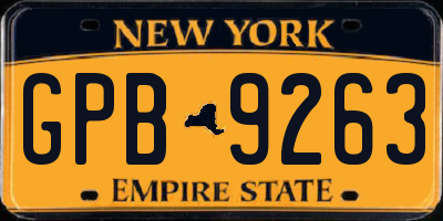 NY license plate GPB9263