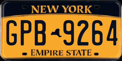 NY license plate GPB9264