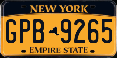 NY license plate GPB9265