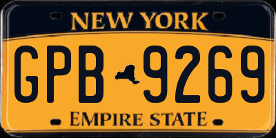 NY license plate GPB9269