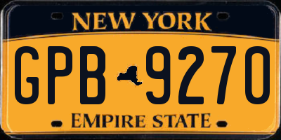 NY license plate GPB9270
