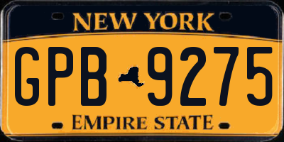 NY license plate GPB9275