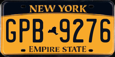NY license plate GPB9276