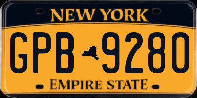 NY license plate GPB9280