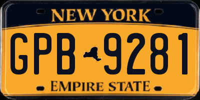 NY license plate GPB9281