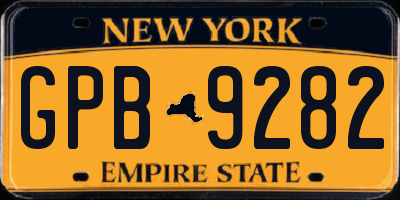 NY license plate GPB9282