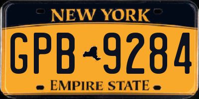 NY license plate GPB9284