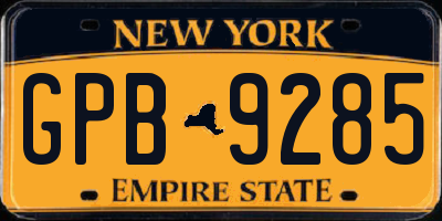 NY license plate GPB9285