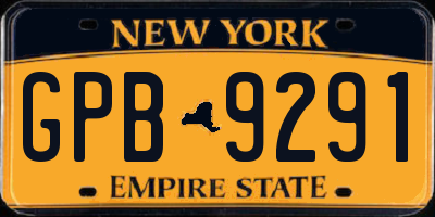 NY license plate GPB9291