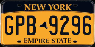 NY license plate GPB9296