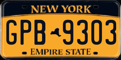 NY license plate GPB9303