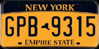 NY license plate GPB9315