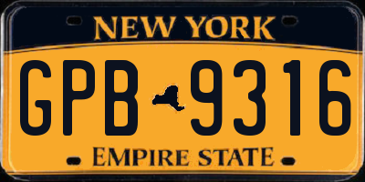 NY license plate GPB9316