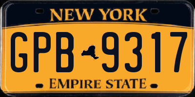 NY license plate GPB9317