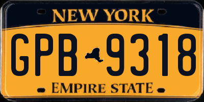 NY license plate GPB9318