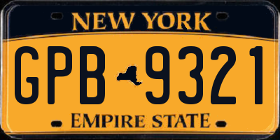 NY license plate GPB9321
