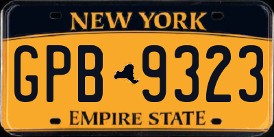 NY license plate GPB9323