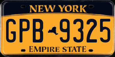 NY license plate GPB9325