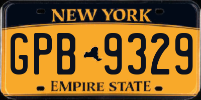 NY license plate GPB9329