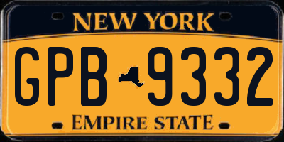 NY license plate GPB9332