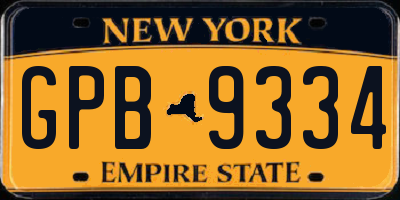 NY license plate GPB9334