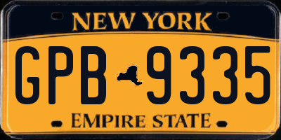 NY license plate GPB9335